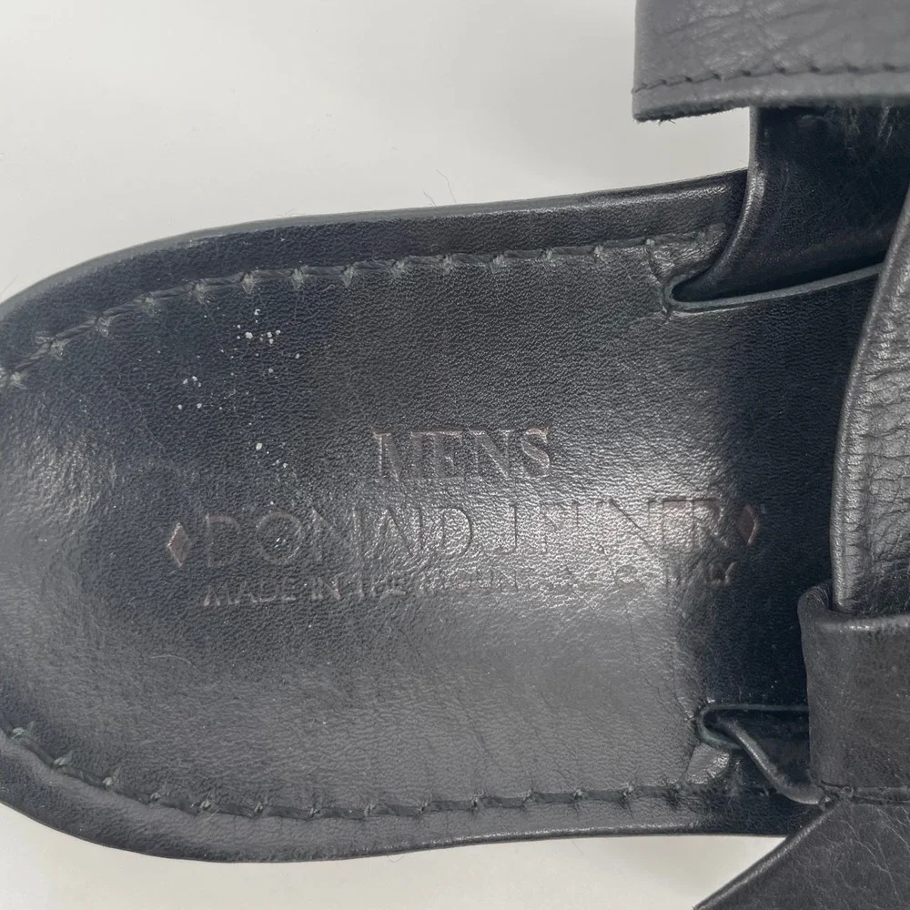 Donald J Pliner Mane 01 Sandals Mens 8 Black Leather Slingback Italian Made